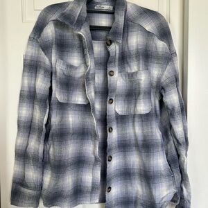Hollister Purple Blue and White Plaid Button Down Shirt
